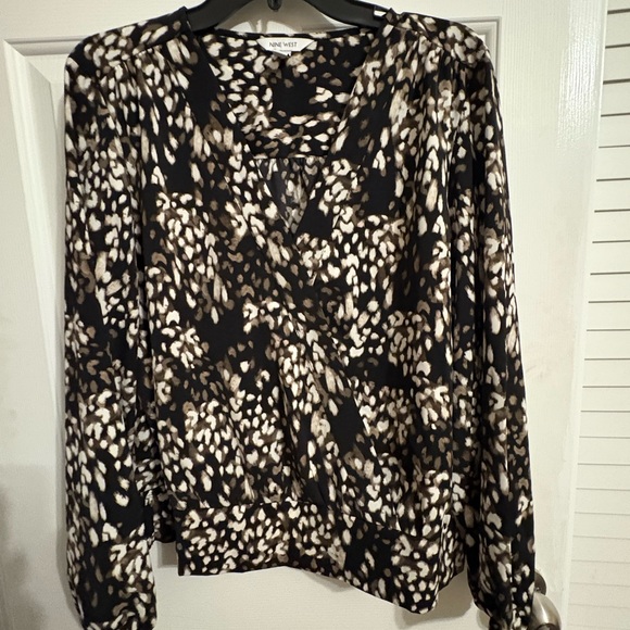 Nine West Tops - Nine West Black and Cream Patterned‎ Blouse, Size XL
